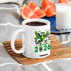 Funny Brazil Soccer Macaw Coffee Mug 2026 Football Fan Graphic
