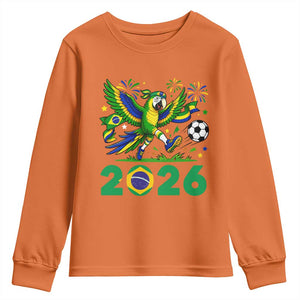 Funny Brazil Soccer Macaw Youth Sweatshirt 2026 Football Fan Graphic