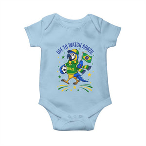 Off To Watch Brazil Baby Onesie Funny Tropical Bird Soccer Fan
