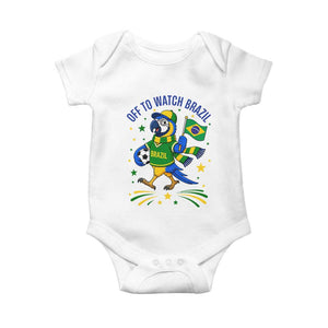Off To Watch Brazil Baby Onesie Funny Tropical Bird Soccer Fan