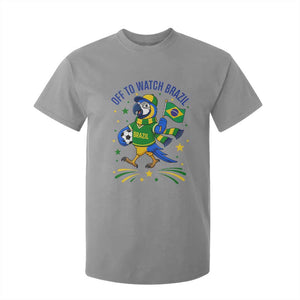Off To Watch Brazil T Shirt For Kid Funny Tropical Bird Soccer Fan