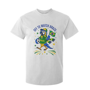 Off To Watch Brazil T Shirt For Kid Funny Tropical Bird Soccer Fan