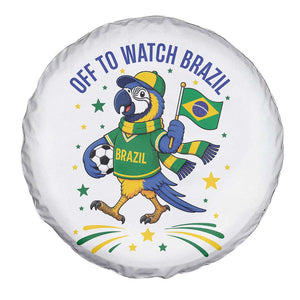 Off To Watch Brazil Spare Tire Cover Funny Tropical Bird Soccer Fan