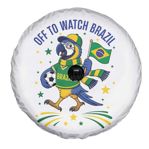 Off To Watch Brazil Spare Tire Cover Funny Tropical Bird Soccer Fan
