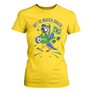 Off To Watch Brazil T Shirt For Women Funny Tropical Bird Soccer Fan