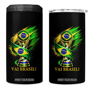 Brazil Soccer Fan 2026 Gift 4 in 1 Can Cooler Tumbler Vai Brasil