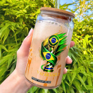Brazil Soccer Fan 2026 Gift Glass Can Vai Brasil