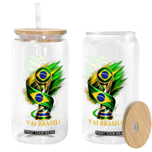 Brazil Soccer Fan 2026 Gift Glass Can Vai Brasil