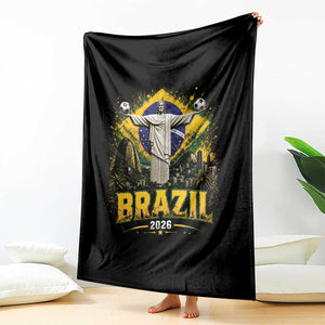 Brazilian Futbol 2026 Throw Blanket Christ The Redeemer Football Pride