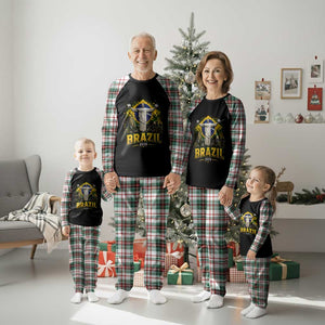 Brazilian Futbol 2026 Plaid Pajama Set Christ The Redeemer Football Pride