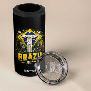 Brazilian Futbol 2026 4 in 1 Can Cooler Tumbler Christ The Redeemer Football Pride