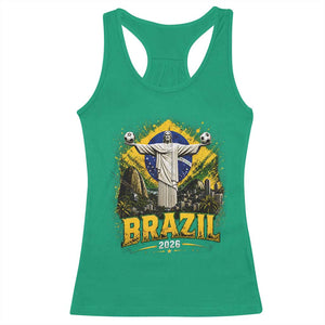 Brazilian Futbol 2026 Racerback Tank Top Christ The Redeemer Football Pride