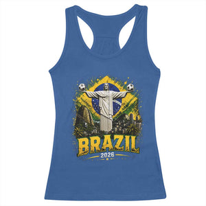Brazilian Futbol 2026 Racerback Tank Top Christ The Redeemer Football Pride