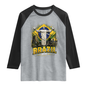 Brazilian Futbol 2026 Raglan Shirt Christ The Redeemer Football Pride
