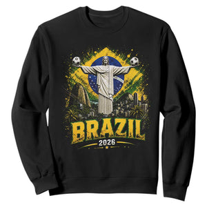 Brazilian Futbol 2026 Sweatshirt Christ The Redeemer Football Pride TS12 Black Print Your Wear