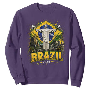 Brazilian Futbol 2026 Sweatshirt Christ The Redeemer Football Pride TS12 Purple Print Your Wear