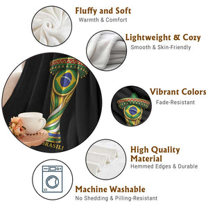 Brazil Football Supporter Gift Throw Blanket Vai Brasil