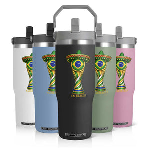 Brazil Football Supporter Gift Flip Straw Tumbler Vai Brasil