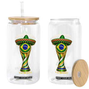 Brazil Football Supporter Gift Glass Can Vai Brasil