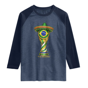 Brazil Football Supporter Gift Raglan Shirt Vai Brasil