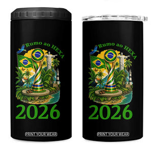 Rumo Ao Hexa 4 in 1 Can Cooler Tumbler Brazil Soccer Fan 2026 Graphic