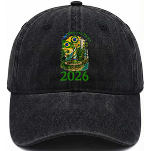 Rumo Ao Hexa Washed Cotton Baseball Cap Brazil Soccer Fan 2026 Graphic