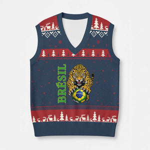 Brazil Soccer Jaguar V-Neck Knit Sweater Vest Football Supporter Gift