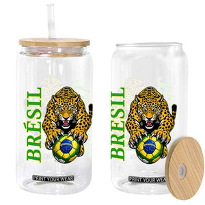Brazil Soccer Jaguar Glass Can Football Supporter Gift