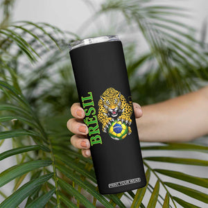 Brazil Soccer Jaguar Skinny Tumbler Football Supporter Gift