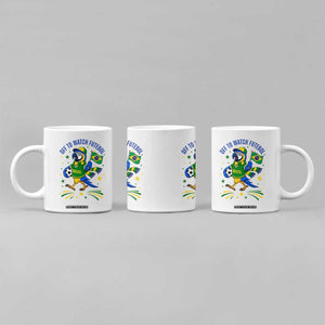 Off To Watch Futebol Coffee Mug Funny Brazil Macaw Soccer Fan