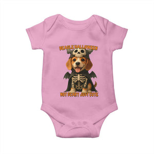 Beagle Halloween Skeleton Baby Onesie Not Scary Just Cute Dog Lover TS12 Light Pink Print Your Wear