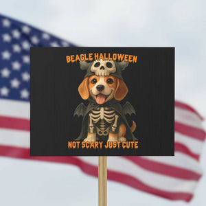 Beagle Halloween Skeleton Protest Sign Not Scary Just Cute Dog Lover TS12 Horizontal 18" × 24" Black Print Your Wear