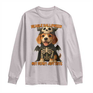 Beagle Halloween Skeleton Long Sleeve Shirt Not Scary Just Cute Dog Lover TS12 Ice Gray Print Your Wear
