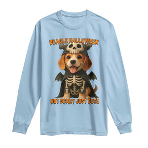 Beagle Halloween Skeleton Long Sleeve Shirt Not Scary Just Cute Dog Lover TS12 Light Blue Print Your Wear