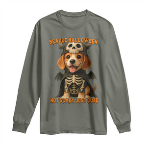 Beagle Halloween Skeleton Long Sleeve Shirt Not Scary Just Cute Dog Lover TS12 Military Green Print Your Wear