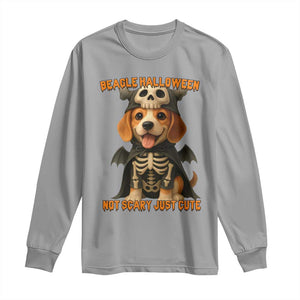 Beagle Halloween Skeleton Long Sleeve Shirt Not Scary Just Cute Dog Lover TS12 Sport Gray Print Your Wear