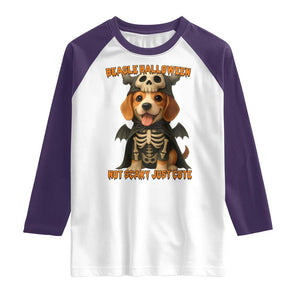Beagle Halloween Skeleton Raglan Shirt Not Scary Just Cute Dog Lover TS12 White Purple Print Your Wear