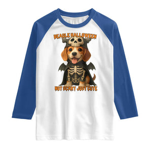 Beagle Halloween Skeleton Raglan Shirt Not Scary Just Cute Dog Lover TS12 White Royal Print Your Wear