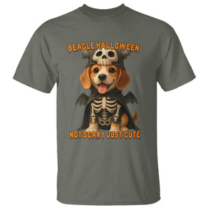 Beagle Halloween Skeleton T Shirt Not Scary Just Cute Dog Lover TS12 Military Green Print Your Wear