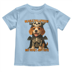 Beagle Halloween Skeleton Toddler T Shirt Not Scary Just Cute Dog Lover TS12 Light Blue Print Your Wear