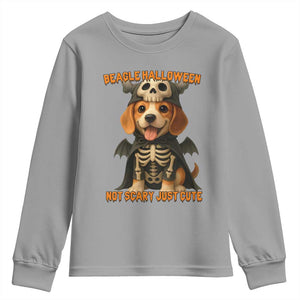 Beagle Halloween Skeleton Youth Sweatshirt Not Scary Just Cute Dog Lover TS12 Sport Gray Print Your Wear