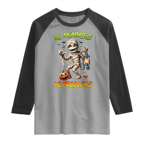 Halloween Mummy Raglan Shirt Funny Mo Mummies Mo Problems TS12 Sport Gray Black Print Your Wear