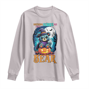 Halloween Killer Witch Teddy Bear Long Sleeve Shirt Nothing Scares Me TS12 Ice Gray Print Your Wear