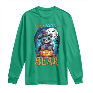 Halloween Killer Witch Teddy Bear Long Sleeve Shirt Nothing Scares Me TS12 Irish Green Print Your Wear