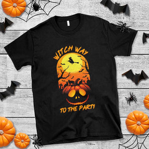 Halloween Witch Way To The Party T Shirt Black Cat Pumpkin TS12 Black Print Your Wear