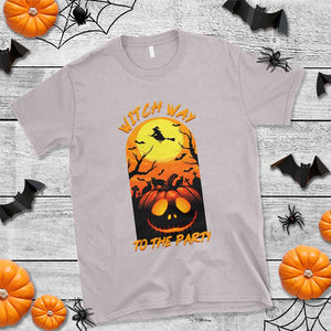 Halloween Witch Way To The Party T Shirt Black Cat Pumpkin TS12 Ice Gray Print Your Wear