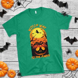 Halloween Witch Way To The Party T Shirt Black Cat Pumpkin TS12 Irish Green Print Your Wear
