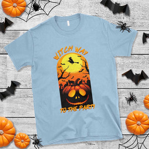 Halloween Witch Way To The Party T Shirt Black Cat Pumpkin TS12 Light Blue Print Your Wear