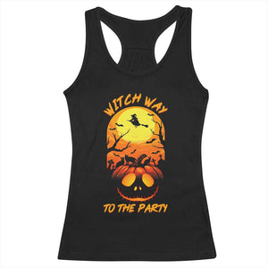 Halloween Witch Way To The Party Racerback Tank Top Black Cat Pumpkin TS12 Black Print Your Wear