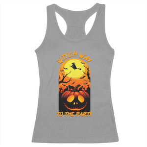 Halloween Witch Way To The Party Racerback Tank Top Black Cat Pumpkin TS12 Sport Gray Print Your Wear